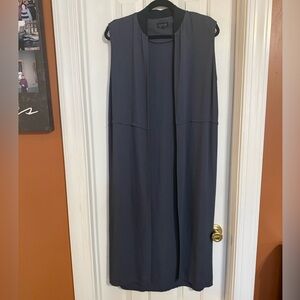 Topshop Sleeveless Longline Duster/Vest Slate Blue Navy Collar Versatile Style